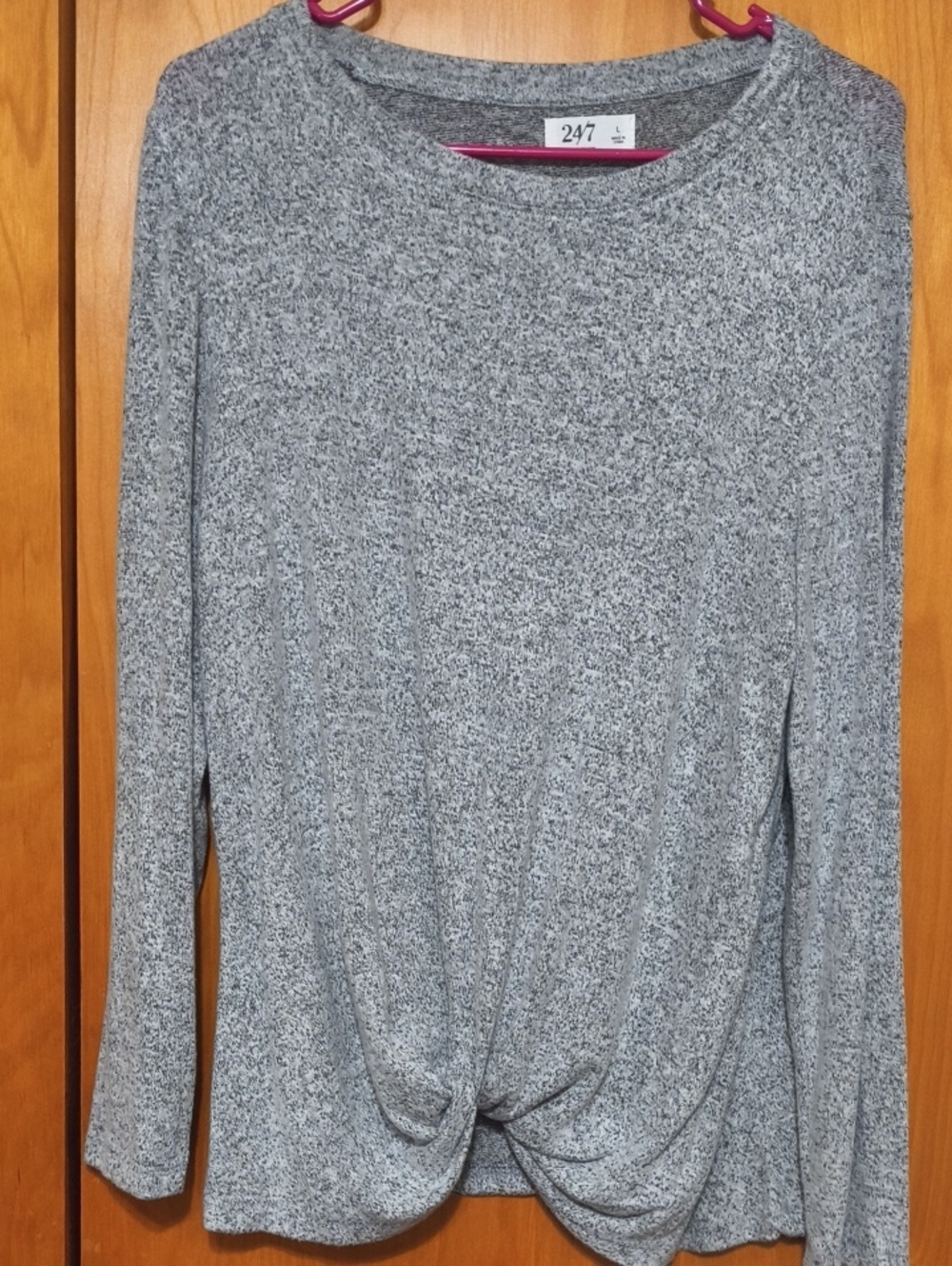 Maurices Heather Gray Long Sleeve Front Twist Top